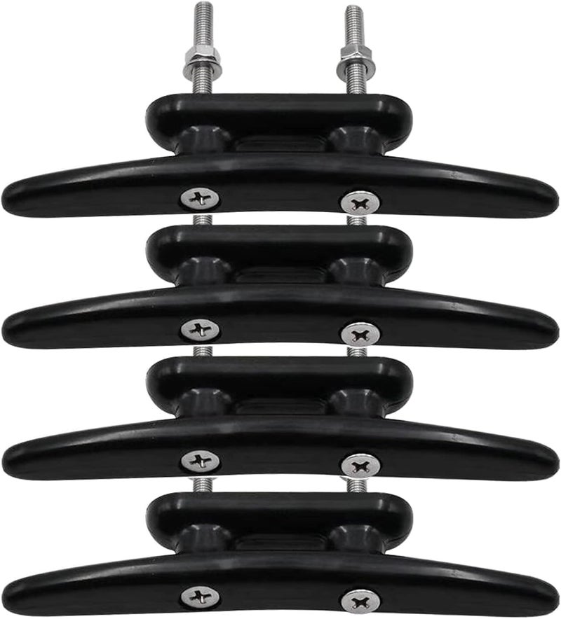 Rolasm Black Nylon Boat Cleats Dock Cleats Nylon Kayak Rope Tie Cleat 4 Pack,Include Installation Screws - Image 1